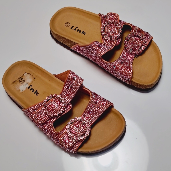 Link Other - Link Pink Rhinestone Little Girls Sandals Size 13.